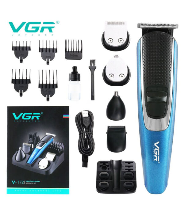 vgr V 172 Multigrooming Kit SDL262642750 2 6c52d 1 - Masinica za sisanje trimer 5 u 1 je profesionalni barber trimer za licnu negu za muskarce. Razliciti dodaci i nacini brijanja vam omogucavaju da postignete bilo koju ideju za savrsen izgled. Ovo je univerzalna masinica za sisanje sa razlicitim dodacima. Pakovanje sadrzi masinicu za sisanje, 4 cesljica za podesavanje duzine 3-12 mm, trimer za nos, dizajnerski trimer, uski trimer, aparat za brijanje od folije, nastavak 3-4,5 mm. Ostrice su od nerdjajuceg celika, ugradjena je baterija i ima indikator punjenja. Odlican set za sve prilike, umesto nekoliko uredjaja potreban Vam je samo jedan. Specifikacije: Proizvođač VGR Model V-172Tip: kliperBeba / tiha frizura DaTip napajanja BaterijaPodešavanje dužineZamenljive mlazniceMaterijal: ABSGlava noža od nerđajućeg čelikaSnažna LI-ION baterija.Radi sa ili bez mrežne vezeVreme punjenja: 1hUpotreba: 100 minutaNapon: 100-240 V / 50-60 HzSnaga: 10VIndikator punjenjaVodootporanMlaznice 3,6,9,12 mmKabl: 2,5mVeličina 16,5 * 4 * 3,5 cm;Sadržaj pakovanja:1 * mašinica za šišanje 5 * nastavci za češalj 1 * uski trimer 1 * trimer za nos 1 * dizajnerski trimer 1 * dodatak za šišanje 1 * glava za brijanje 1 * baza 1 * USB kabl 1 * četka za čišćenje 1 * ulje