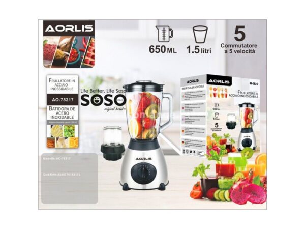 Slika 2 14 - Profesionalni blender 1.5l 900w koji se lako se cisti. Ima staklenu posudu/bokal. Veliki kapacitet 2 Brzine + P funkcija koja je pulsna funkcija za precizniju kontrolu i glatko mesanje da biste dobili savrsenu mesavinu. Brzina 1 se koristi za voce i povrce, a brzina 2 se koristi za orasaste plodove. Ostrice su napravljene od nerdjajuceg celika, mogu da podnesu i najtvrdje sastojke. Ovaj blender Vam omogucava da brze drobite led i mesate sastojke lakse nego kod od drugih blendera. Ovaj blender se lako pere u masini za pranje sudova. Takodje ima funkcija samociscenja koja olaksava ciscenje. Neophodno je da podesite pulsni rezim i ostavite da radi 5 do 10 sekundi sa nekoliko kapi tecnosti za pranje posudja i vode.