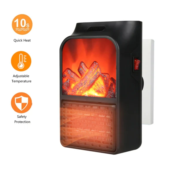 1000W Flame Heater Plug In Wall Space Heater Electric Mini Warm Fan Adjustable Temperature Blower Radiator Hand Heating For Room 1 -         Karakteristike: