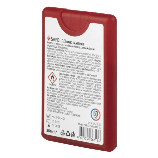 3220530 003 - SPRAY CARD 20, antibakterijska tečnost za dezinfekciju ruku, 20 ml, 50/1, crveni