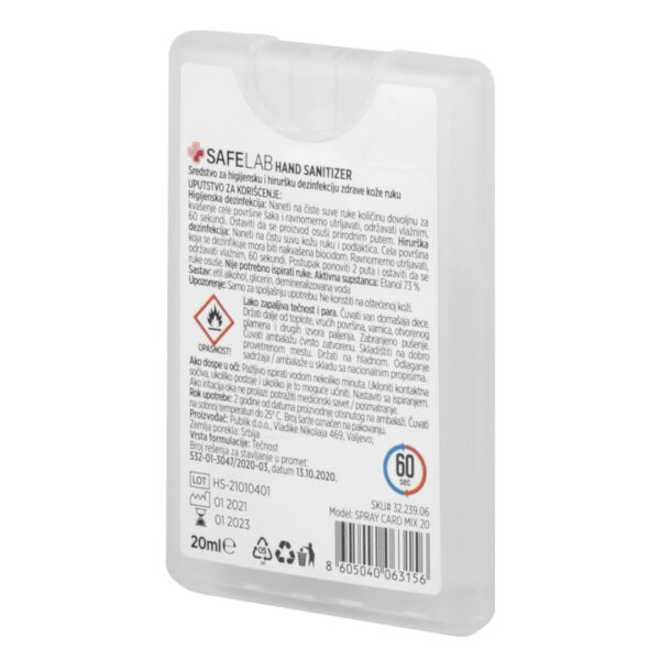 3220591 003 - SPRAY CARD 20, antibakterijska tečnost za dezinfekciju ruku, 20 ml, 50/1, transparentni