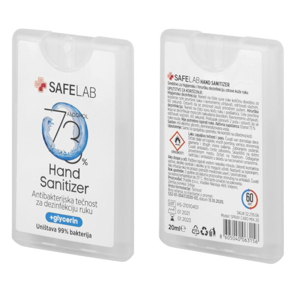 3223906 007 - SPRAY CARD MIX 20, antibakterijska tečnost za dezinfekciju ruku, 20 ml, 24/1, mešane boje