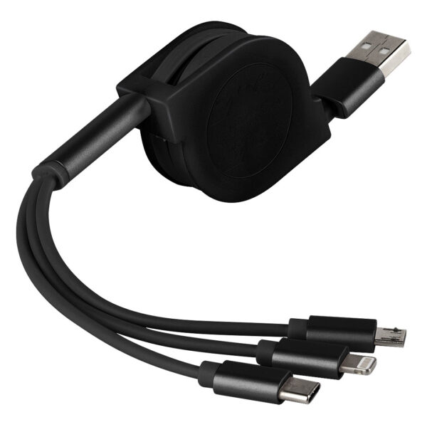 3761310 001 - USB kabl 3 u 1 sa mehanizmom za izvlačenje, odgovara za iPhone i Android