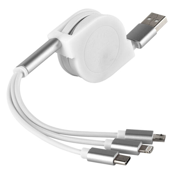3761390 001 - USB kabl 3 u 1 sa mehanizmom za izvlačenje, odgovara za iPhone i Android