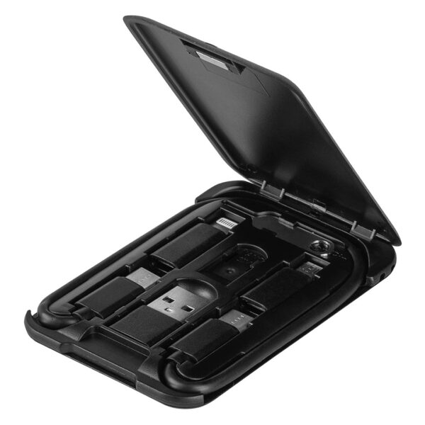3784310 001 - STORE, plastična kutija sa adapterima i držač za mobilni telefon, crna