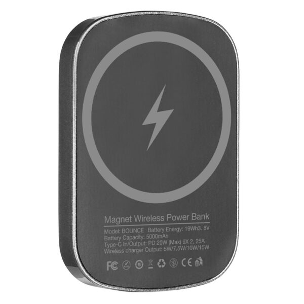 3793311 002 - Pomoćna baterija za mobilne uređaje kapaciteta 5.000 mAh, sa mogućnošću bežičnog punjenja, u poklon kutiji