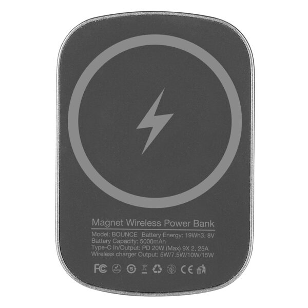 3793311 003 - Pomoćna baterija za mobilne uređaje kapaciteta 5.000 mAh, sa mogućnošću bežičnog punjenja, u poklon kutiji