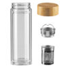 TEA, boca sa dvostrukim zidom i poklopcem od bambusa, 420 ml, transparentna - Image 2