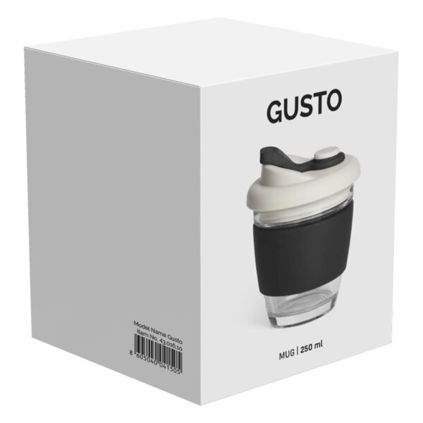 4301610 004 - GUSTO, čaša sa silikonskim držačem, 250 ml, crna