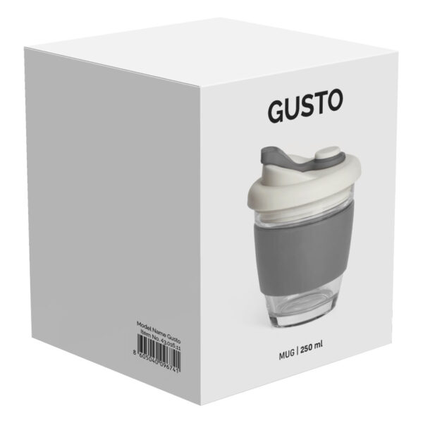 4301611 004 - GUSTO, čaša sa silikonskim držačem, 250 ml, tamno siva