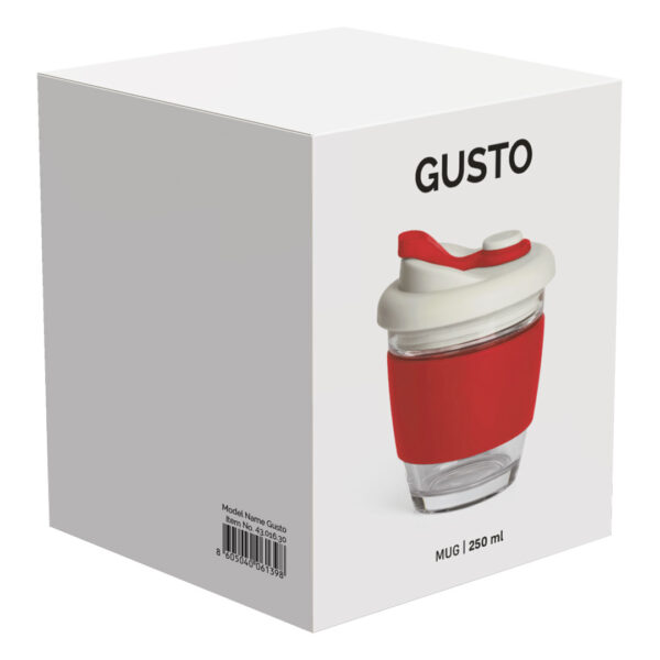 4301630 004 - GUSTO, čaša sa silikonskim držačem, 250 ml, crvena