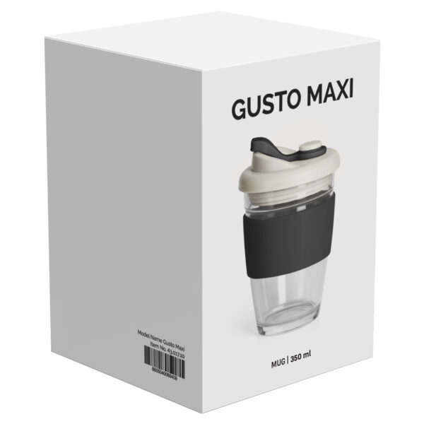 4301710 004 - GUSTO MAXI, čaša sa silikonskim držačem, 350 ml, crna