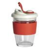 GUSTO MAXI, čaša sa silikonskim držačem, 350 ml, crvena - Image 2