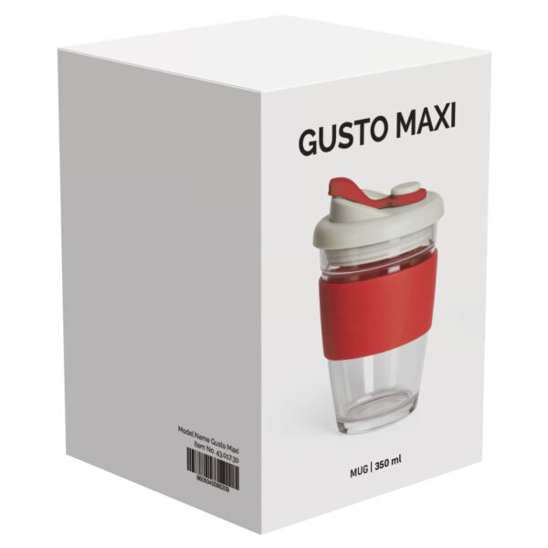 4301730 004 - GUSTO MAXI, čaša sa silikonskim držačem, 350 ml, crvena