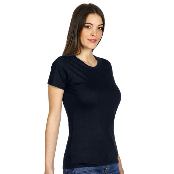 5006420 002 - Ženska majica, blago strukirana, šivena iz tube, dupli štepovi na renderu, rukavima i dnu, dodatni štepovi duž ramena, okovratnik ojačan trakom