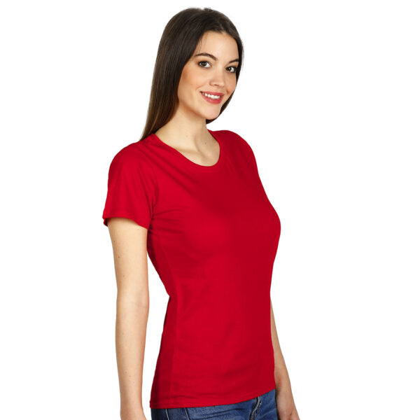5006430 002 - Ženska majica, blago strukirana, šivena iz tube, dupli štepovi na renderu, rukavima i dnu, dodatni štepovi duž ramena, okovratnik ojačan trakom