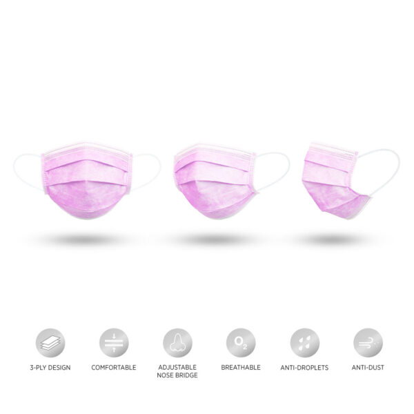 5907432 004 - DFM KIDS 50, dečja zaštitna maska za jednokratnu upotrebu, roze