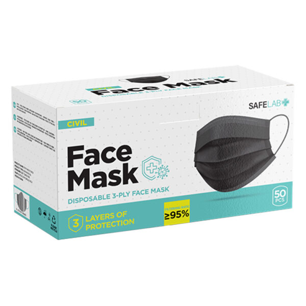 5907510 003 - DFM SINGLE PACK, zaštitna maska za jednokratnu upotrebu u pojedinačnom pakovanju, crna