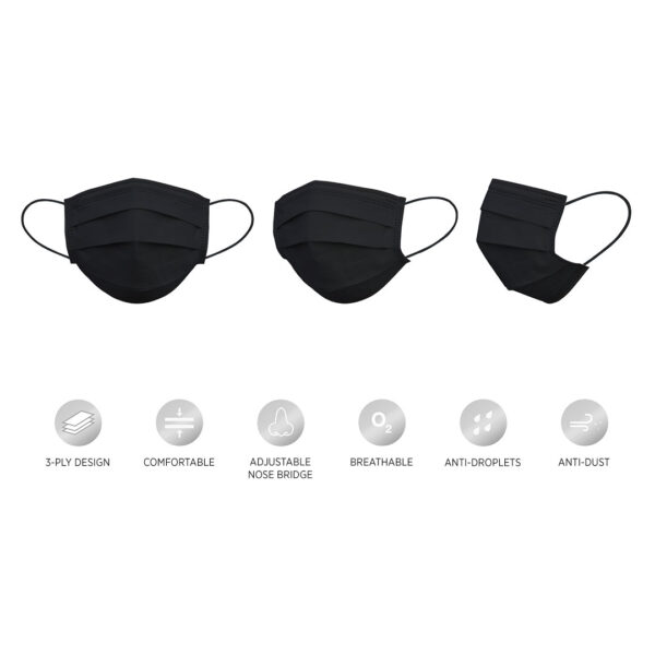 5907510 004 - DFM SINGLE PACK, zaštitna maska za jednokratnu upotrebu u pojedinačnom pakovanju, crna