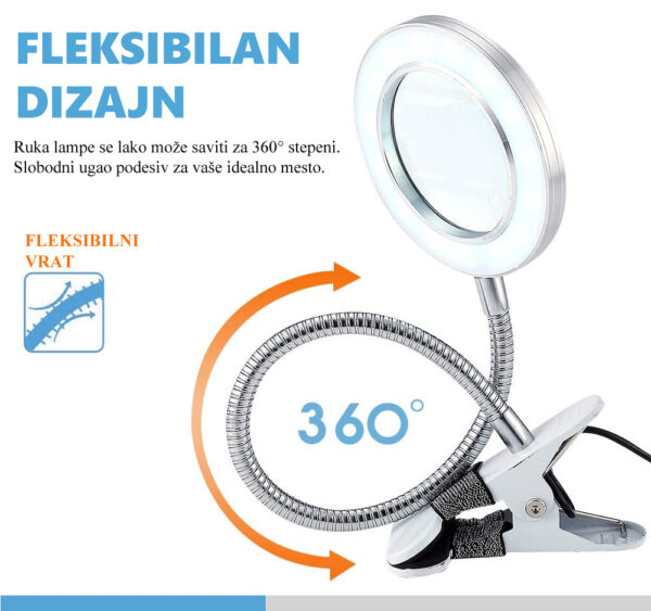 61QEDSeqviL. AC SL1000 - Jarka LED/USB 8x uvećavajuća lampa sa metalnom stegom. Fleksibilnost za 360° i bezbedno svetlo, namenjeno za višenamensku upotrebu.