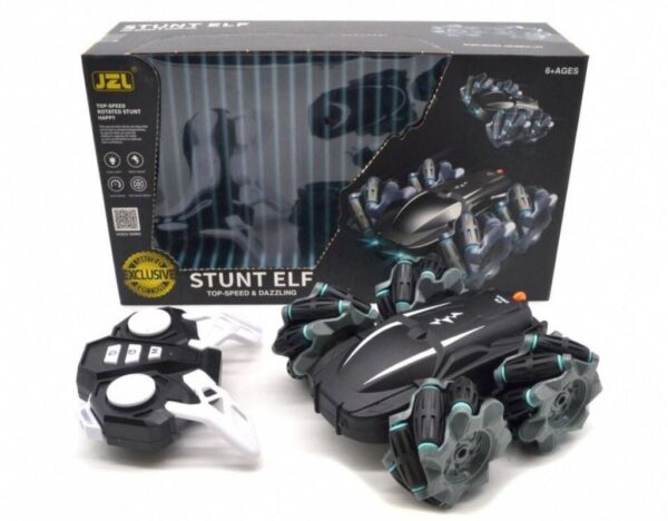 9689300a16befda8d91b6bf091 - SPECIFIKACIJE: Naziv: Stunt Elf RC auto Tip baterije: Punjiva litijumska baterija Karakteristične funkcije: Rotacija od 360 stepeni u čipki, vertikalna rotacija, dvostruki fli Razvoj sposobnosti: Ruke, mozak, igra, osećaj, koordinacija očiju ruku, trening drugih sposobnosti, interaktivna igračka, sluh, komunikacija između dece, trening interesa Veličina: 16 x 15 x 7,5 cm Materijal: Plastika sa elektronskim komponentama Boja: crna, siva