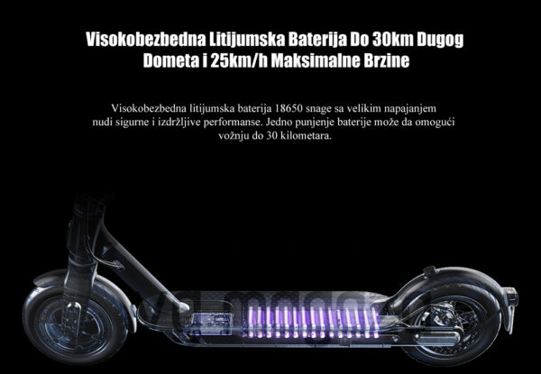 Elektricni skuter E scooter 12 - Električni skuter E-scooter je najpopularniji non-brend električni trotiner ove godine. E-scooter poseduje čvrst aluminijumski ram, odličnu termalnu provodnost i otpornost na koroziju, što električnom skuteru obezbeđuje dugotrajnost. Težina od 12,5kg, super jako prednje svetlo, izdržljiva litijumska baterija koja obezbeđuje vožnju do 30km, uvid u statistiku vožnje putem mobilne aplikacije, su samo neke od savremenih opcija koje su doprinele popularnosti ovog ujedno elegantnog i funkcionalnog električnog skutera.  