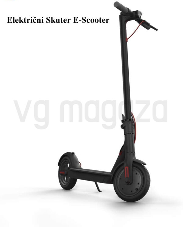 Elektricni skuter E scooter 5 - Električni skuter E-scooter je najpopularniji non-brend električni trotiner ove godine. E-scooter poseduje čvrst aluminijumski ram, odličnu termalnu provodnost i otpornost na koroziju, što električnom skuteru obezbeđuje dugotrajnost. Težina od 12,5kg, super jako prednje svetlo, izdržljiva litijumska baterija koja obezbeđuje vožnju do 30km, uvid u statistiku vožnje putem mobilne aplikacije, su samo neke od savremenih opcija koje su doprinele popularnosti ovog ujedno elegantnog i funkcionalnog električnog skutera.  