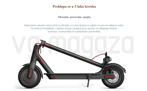 Elektricni skuter E scooter - Električni skuter E-scooter je najpopularniji non-brend električni trotiner ove godine. E-scooter poseduje čvrst aluminijumski ram, odličnu termalnu provodnost i otpornost na koroziju, što električnom skuteru obezbeđuje dugotrajnost. Težina od 12,5kg, super jako prednje svetlo, izdržljiva litijumska baterija koja obezbeđuje vožnju do 30km, uvid u statistiku vožnje putem mobilne aplikacije, su samo neke od savremenih opcija koje su doprinele popularnosti ovog ujedno elegantnog i funkcionalnog električnog skutera.  