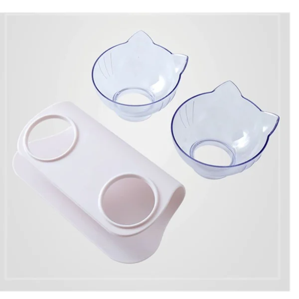 Explosive Cat Double Bowl Cat Bowl Dog Bowl Transparent AS Material Non slip Food Bowl With Protection Cervical Transparent Cat 1 - Dimenzije postolja sa posudama: 27.5×13.5x15cm