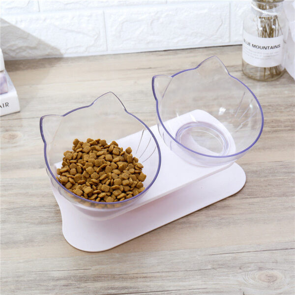 Explosive Cat Double Bowl Cat Bowl Dog Bowl Transparent AS Material Non slip Food Bowl With Protection Cervical Transparent Cat 2 - Dimenzije postolja sa posudama: 27.5×13.5x15cm