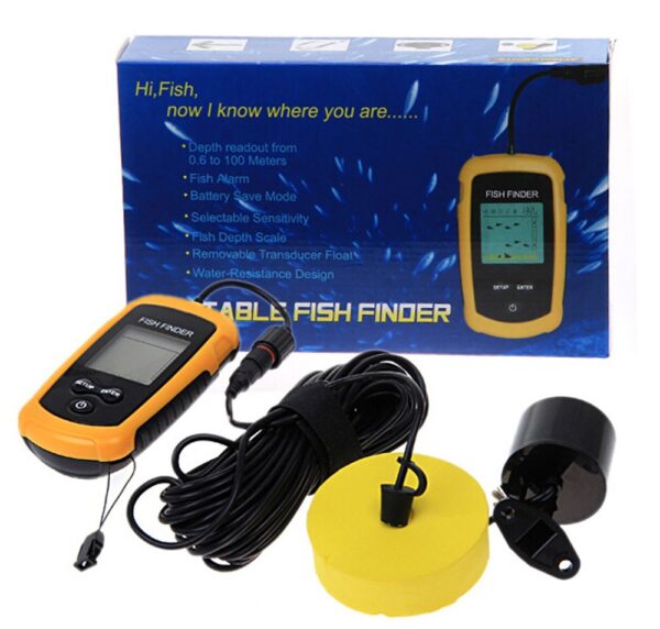 - Za efikasniji ribolov Prikazuje da li ima ribe u oblasti na kojoj se nalazite Podrucje koje detektuje je od 0.6 – 73m Pokrivenost: 45 stepeni Frekvencija: 125 kHz Napajanje: 4 x AAA baterije od 1.5V (nisu ukljucene u cenu) LCD dtn/anti-UV displej  sa zelenim pozadinskim LED osvetljenjem Opseg dubine do 100m Skala dubine ribe sa zvucnim alarmom Podesivo citanje u metrima ili stopama Prikazuje dno da li je stenovito ili travu