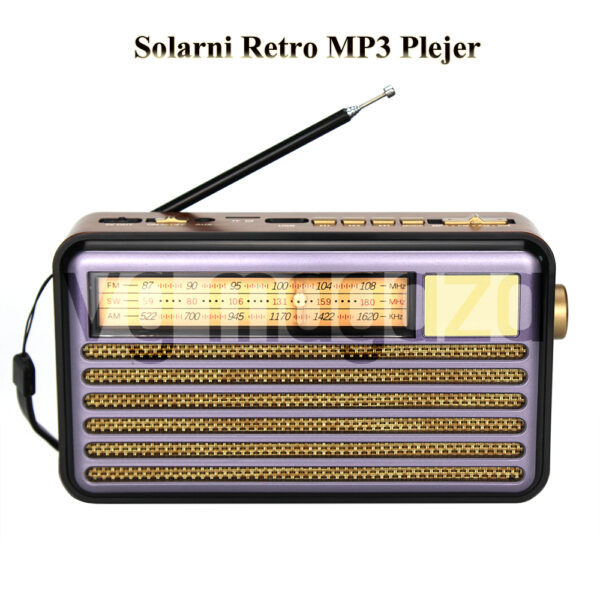 Had3ab983c3c64aebaa7e0a19577b4d0fE - Dizajniran u retro stilu, MPR3 radio plejer sa LED svetlom, punjivom baterijom i solarnim panelom. Retro plejer se odlikuje takođe i veoma laganim dizajnom za nošenje, kao i lako zamenljivom punjivom litijumskom baterijom.