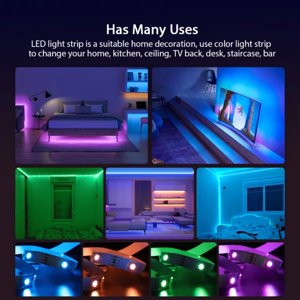 Led Strip Lighting 30Leds m Music Sync APPRemote Control 5050 RGB Color Changing LED Lights for Home Christmas Decor 1 - Tip: USB LED trakasto svetlo Napon: DC5V (USB napajanje) LED tip: SMD 2835 Dužina trake: 5M Boja svetla: Bela / Toplo bela / Zelena / Crvena / Plava / RGB
