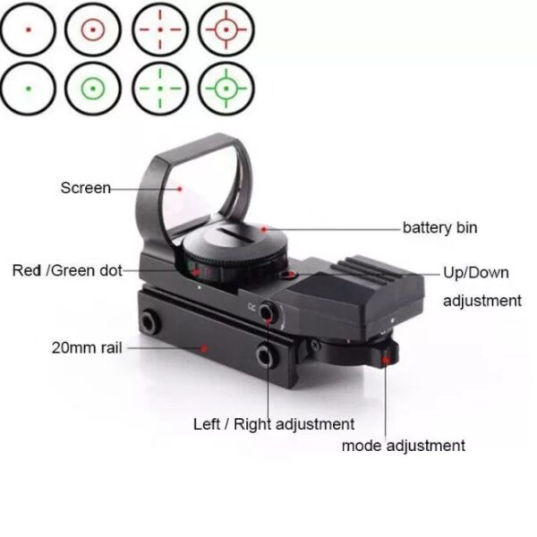 S2da1bd217ea5407291ea09f75363aeceP - Elektronski red dot nisan za brzo nisanje sa vise opcija TACKA-KRSTIC-DUPLI KRSTIC-KRUG SA TACKOM 5 nivoa osvetljenosti za svaku boju U kompletu sa baterijom, uputstvom, dva imbus kljuca za montazu i stelovanje Ide na sinu od 11mm