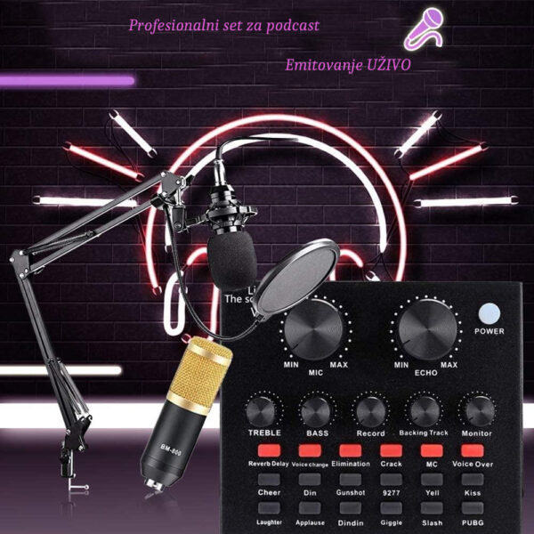 clipboard image a71648172b5e89d3 - Ova profesionalna podcast oprema dizajnirana je za podcasting, igre, streaming, snimanje muzike i kratkih video zapisa. Jedan set koji zadovoljava sve vaše potrebe. Set je opremljen podcast mikrofonom, ručicom za mikrofon, poklopcem mikrofona, pop filterom i mikserom za podcast. Može se koristiti na bilo kojem mobilnom telefonu, računaru, iPad tabletu, PS4, Xbox, Switchu, Apple iOS sistemima, Android sistemima i bilo kojoj platformi za igre. Promenite glas bilo kada i bilo gde, pozovite prijatelje, razgovarajte na WeChatu, uživo pevajte, snimajte video zapise na TickToku, YouTubeu i još mnogo toga!