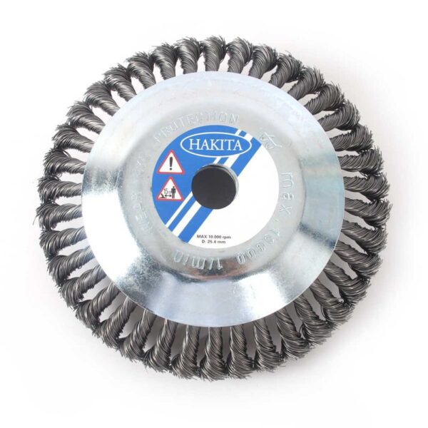 hakita steel trimmer brush 1 - Materijal: Čelična žica Boja:Srebrna Prečnik otvora:2.5 cm Ukupni prečnik:15cm