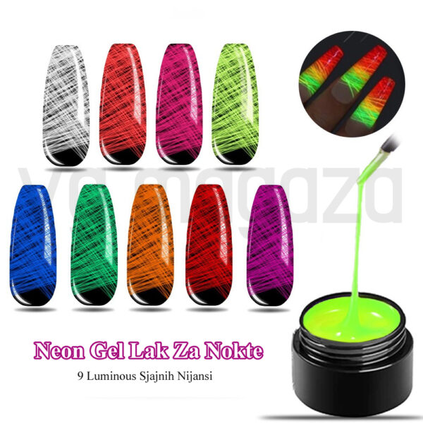 neon gel lak za nokte 1 - Luminous Glow Spider Gel je savršen dodatak za one koji traže jedinstven i sjajan izgled za svoje nokte. Njegov efekat svetlucanja u mraku i dugotrajnost čine ga idealnim za sve prilike, a jednostavan proces nanošenja čini ga pristupačnim i lako primenjivim za kućnu i profesionalnu upotrebu. Luminous Glow Spider Gel čini nokte fantastičnima i privući će pažnju gde god da odemo!