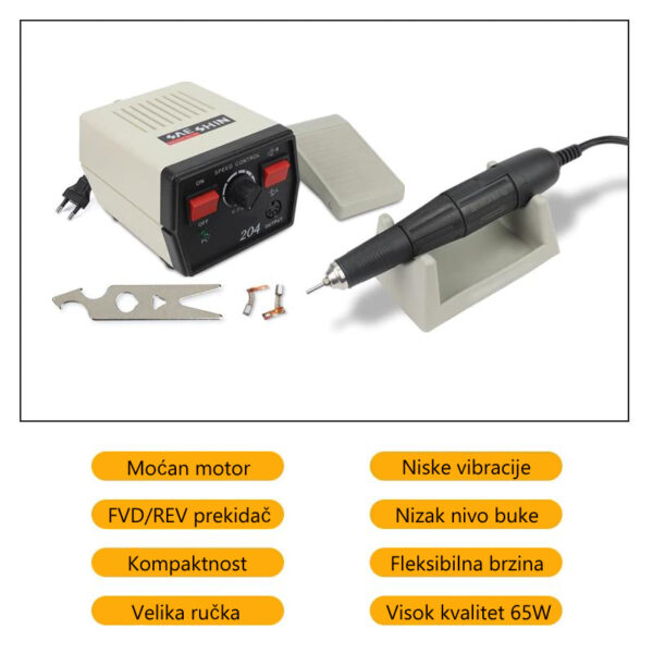 viber slika 2022 01 18 22 55 44 055 - Profesionalna električna turpija za nokte, Strong 204 35000RPM 65W, je namenjena za manikir, pedikir, skulpturu za nokte kao i druge vrste gravure.