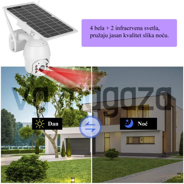 viber slika 2022 02 22 14 17 24 707 - Karakteristike: Kamera brzo spava i brzo se budi da bi se postigla inteligentna ušteda energije. Usvajanje 1/2″ procesor slike u punoj boji sa crnim svetlom visokih performansi. Ugrađena baterija za solarno punjenje. 1080P HD video. Ultra niska potrošnja energije, dugo stanje pripravnosti. Ugrađen mikrofon i zvučnik, kamera podržava dvosmerni govorni interfon. Funkcija zvučnog i svetlosnog alarma. Podržava skladištenje u oblaku i lokalno skladištenje. APP podržava za Android i za iOS. Metalno kućište, IP66 vodootporno na otvorenom.