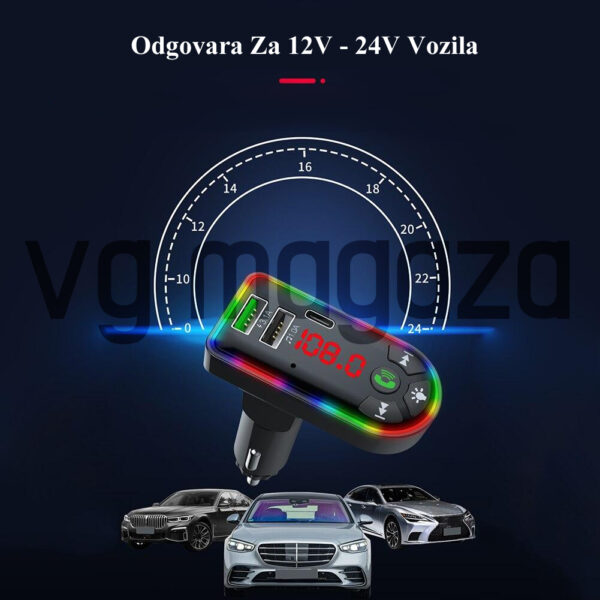 viber slika 2022 03 02 15 40 11 886 - Transmiter F8 je namenjen za velike i male automobile. Modernog dizajna, sa 7 LED boja, BT/FM/MP3 funkcijama i dual USB ulazom za punjenje dva uređaja istovremeno. Takođe podržava kontrolu slobodnog pozivanje i muzike.