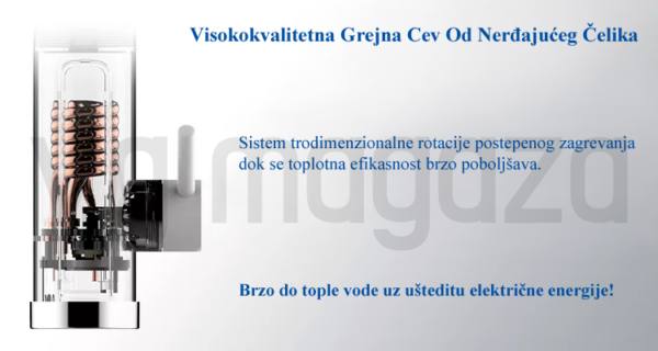 viber slika 2022 06 06 15 29 56 218 -   Jednostavno i brzo rešenje za sve prostorije koje nemaju grejni sistem! Premium slavina je namenjena brzom i efikasnom zagrevanju vode bilo da se nalazite kod kuće, na vikendici ili u garaži, uz minimalni utrošak energije! Topla voda za samo 3-5 sekundi! Specifikacije: Bezbedna za rad i korišćenje; Materijal: Plastika, metal; Kapacitet: 1,5l do 2l vode po minuti; Napon: 220-240V/50 Hz; Snaga grejača: 3KW; Dužina kabla: 1m; Brzina zagrevanja: 3-5 sekundi, 30-60 stepeni tople vode za upotrebu;  