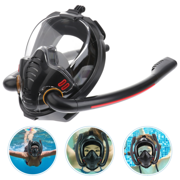 1 Set Snorkel Mask Full Face Snorkeling Mask Portable Snorkeling Gear Tool - Revolucionarna maska za ronjenje sa dve disaljke i drzacem za gopro kameruNamena: Za površinsko ronjenje