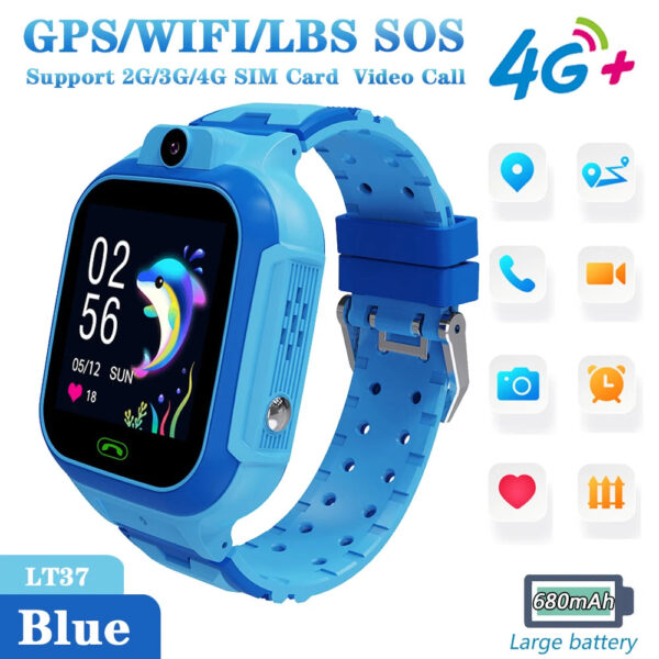 4G Kids Smart Watch LT37 Phone Watch WiFi Location Video Call SIM SOS HD Camera Children 4fb42585 1763 4ecd 931e 8f1b40513765 - Pametni sat za decu LT37 sa 4G tehnologijom, Wifi+LBS lociranjem i podrškom za nano SIM karticu je idealan poklon za vaše dete. Ovaj pametni sat je savršen za svakodnevne situacije, prateći decu dok idu na različite lokacije kao što su škola ili kursevi.