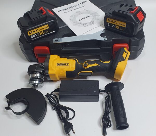 IMG 5818e7bab1d6dcd7a48ab254e5da1cea V - Aku brusilica Dewalt 900wKvalitetna aku brusilica Dewalt. Dolazi u kompletu sa dve baterije 88v i punjačem, zapakovana u kofer. Dimenzije ploče za rezanje 115 i 125mmSnaga 900W