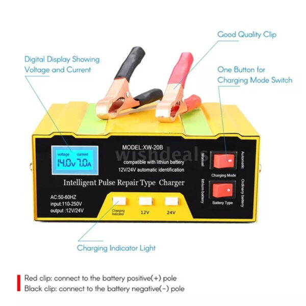 IMG 5f4a19ea0785302c467c5f3eb36809e8 V - Automatski Punjač Akumulatora 12-24 VInteligentan chip I DisplejInput voltage : AC 220 V/50HzOutput current : DC 10AOutput voltage : DC 12/24 VPower supply : 20AH - 120 AH