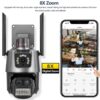 Ip kamera PTZ kamera sa 3 sociva i sirenom 4k 8x zoom - Image 4