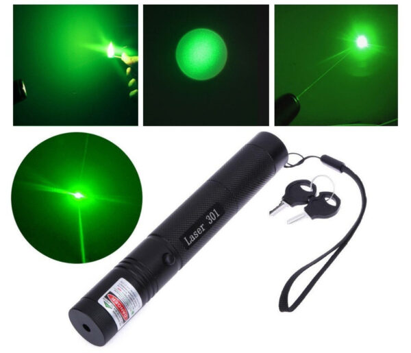 Laser Zeleni Green Laser Pointer 2 U 1 Model 301 slika O 112099047 - Najaci laser SD serije, model sa tasterom i dodatkom za zvezdano nebo.  Prenosni zeleni laser sa podesivim fokusom moze da upali sibicu.  Ima mogucnost stelovanja fokusa (mozete povecavati i smanjivati velicinu tacke lasera)Mala velicina, visoka izlazna snaga, dug zivotni vek lasera.    Laser pogodan za pokazivanje zeljenog cilja, astronome, lovce, za igranje sa mackama i psima, ometanje utakmica, profesore, predavace, prezentacije (pointer) itd.  Zelena tacka se moze videti i tokom dana, snop svetlosti zelene boje je izrazito vidljiv nocu.  Savrseno bezbedan jer posedTehnicke Karakteristike:  Ime Lasera: Zeleni Laser 303Boja Kucista Lasera: Crna, Zuta, Crvena, Plava Boja Snopa: Zeleni Laserski SnopTalasna Duzina: 532 nmIzlazna Snaga: 1000 mWNapajanje: Baterija Punjiva 3.7 VDomet Lasera: 8-10 kmNapravljen Od Aluminijuma, Otporan Na Atmosferske UticajeDuzina Lasera: 16.5 cmSirina Lasera: 23 mmTezina Lasera: 90 - 100 gZeleni Laser 3 U 1: Disko Efekat - Zvezdano Nebo, Redovan Zeleni Snop, Debeli Zeleni