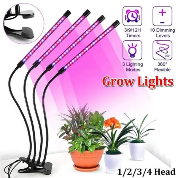 USB LED Plant Grow Light Indoor Garden 10 Dimmable Levels Grow Light Full Spectrum Timer Setting 142813f5 3cba 4f41 adde 0f4afa31fcb4 - Četvorostruka Led Lampa za Biljke