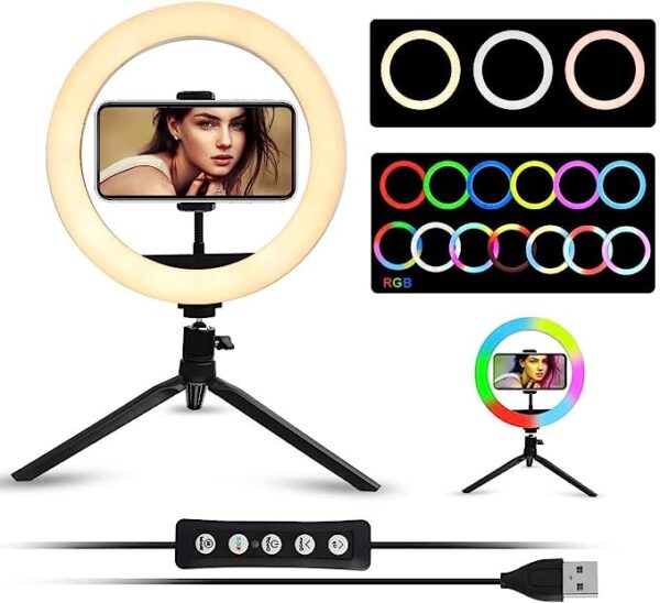 i2u4glj - Ring Light sa postoljem za svetlo i držačem za mobilni IouTube, fotografisanje, video snimanje, prenos uživo, kolutovi, šminkanje i video zapisi itd.