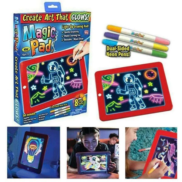 magicni tablet za crtanje 745356 - Svetleća tabla za crtanje Magic Drawing Pad omogućava deci da crtaju, stvaraju i uče beskonačno. Zato što je poput beskonačnog papira, blokova ili sveske koji razvijaju kreativnost, potiču djecu, pa čak i odrasle na nove kreacije, rješavanje zadataka ili se mogu koristiti kao bilježnica bilo kada i bilo gdje.